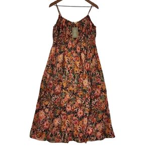 NWT - H&M Lightweight Smocked Cotton Floral Midi Dress - XXL